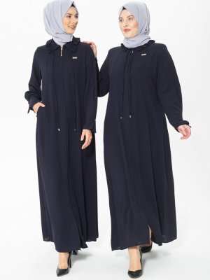 Lacivert Fıfrır Gömlek Yakalı Ferace