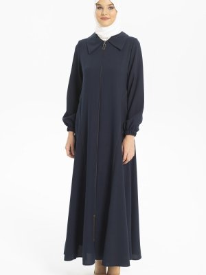 Lacivert Gömlek Yakalı Ferace