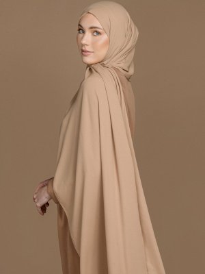 Bej Krep Şal Kumsal Bej Krep Şal Kumsal