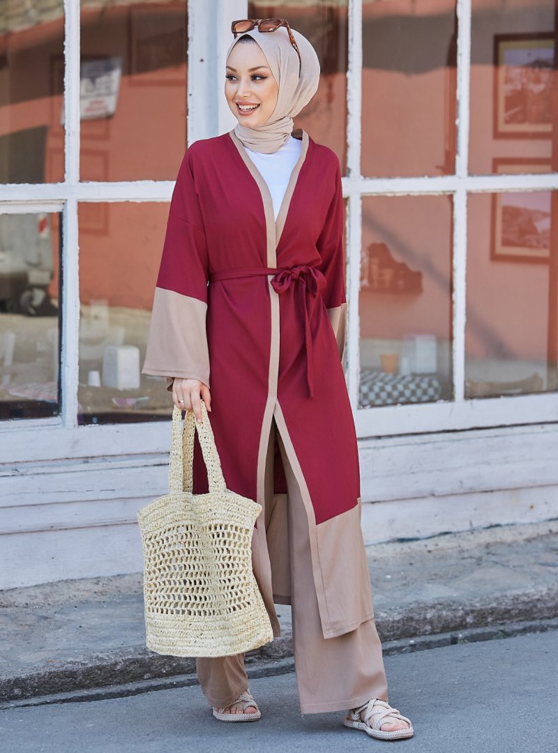 Tofisa Bordo Kimono &amp; Pantolon İkili Takım