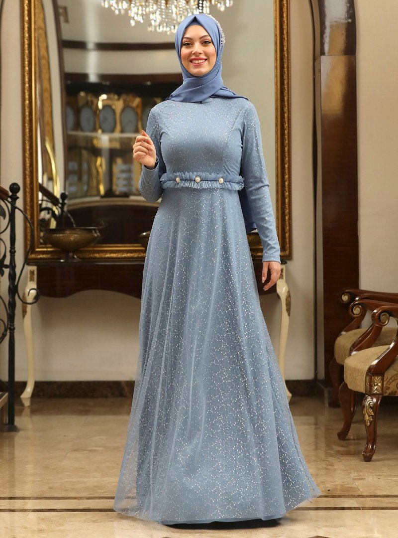 SEMRA AYDIN Şeyma Abiye Elbise İndigo