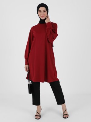 Bordo Kolu Detaylı Tunik Bordo Kolu Detaylı Tunik