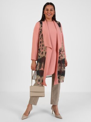 Pudra Büyük Beden Tunik & Hırka İkili Takım