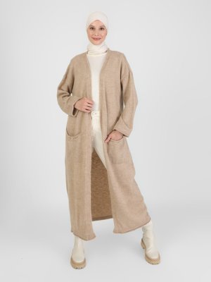 Vizon Cep Detaylı Oversize Triko Hırka