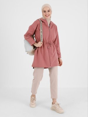 Ağaç Kabuğu Kapüşonlu Belden Büzgülü Kap Ağaç Kabuğu Kapüşonlu Belden Büzgülü Kap