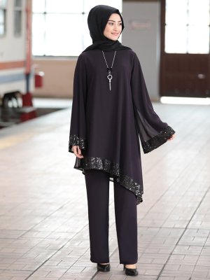 Işıl Tunik & Pantolon İkili Abiye Takım Mor Işıl Tunik & Pantolon İkili Abiye Takım Mor