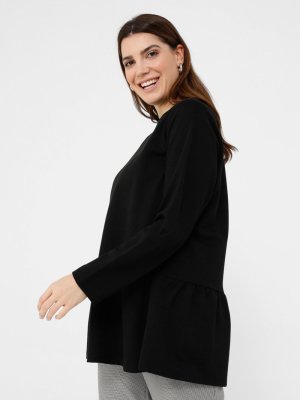 Siyah Büyük Beden Eteği Volanlı Tunik