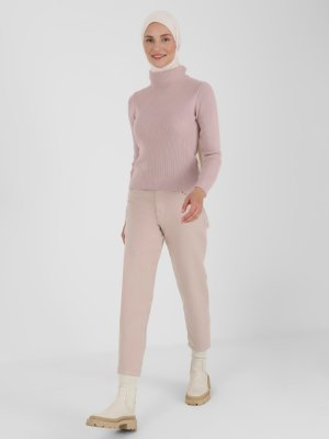 Pembe Boğazlı Yaka Kazak