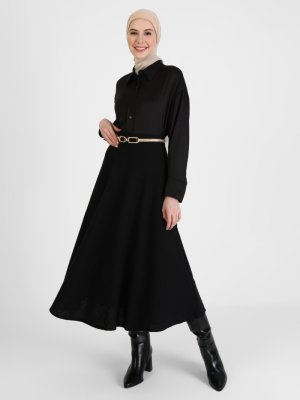 Siyah Tüvid Kumaş Çan Etek Siyah Tüvid Kumaş Çan Etek