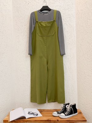 Keten Salopet Tulum Fıstık Yeşili Keten Salopet Tulum Fıstık Yeşili