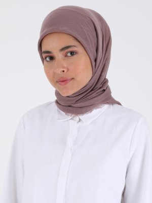 Gül Kurusu Düz Flamlı Eşarp