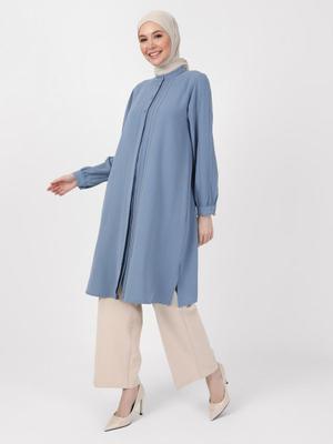 Mavi Nervür Detaylı Aerobin Uzun Tunik Soğuk Mavi Nervür Detaylı Aerobin Uzun Tunik Soğuk