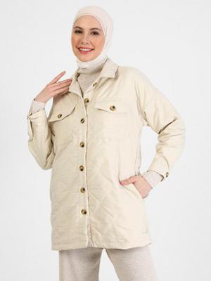 Taş Kapitone Kumaş Cep Detaylı Kap Taş Kapitone Kumaş Cep Detaylı Kap