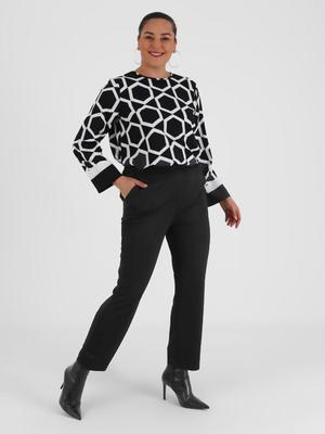 Siyah Büyük Beden Beli Lastikli Pantolon