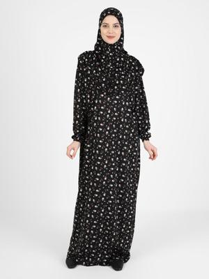 Siyah Çiçekli Namaz Elbisesi Siyah Çiçekli Namaz Elbisesi
