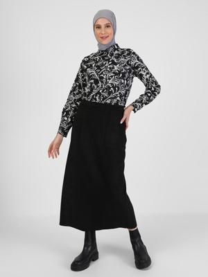 Siyah Scuba Süet A Kesim Etek Siyah Scuba Süet A Kesim Etek