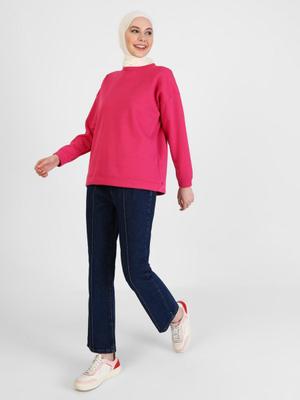 Lacivert Nervür Detaylı Denim Pantolon Lacivert Nervür Detaylı Denim Pantolon