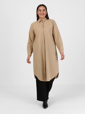 Büyük Beden Gizli Düğmeli Tunik Olive Büyük Beden Gizli Düğmeli Tunik Olive