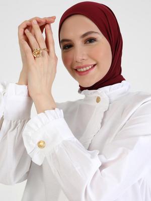 Off White Düğme Detaylı Poplin Tunik