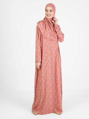 Somon Çiçekli Namaz Elbisesi Somon Çiçekli Namaz Elbisesi