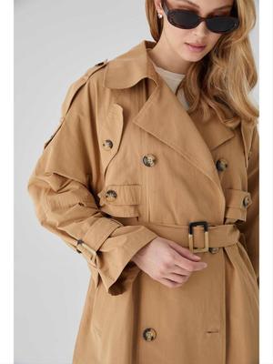 Camel Manuka Cep Detaylı Tasarım Trenckot Camel Manuka Cep Detaylı Tasarım Trenckot