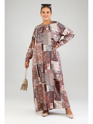 Vizon Büyük Beden Viskon Elbise