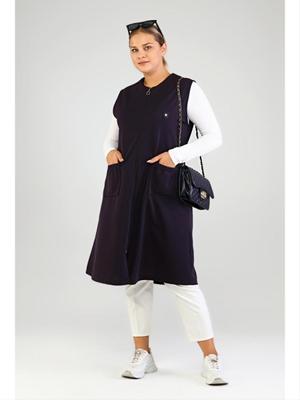 Lacivert Ottoman Çelik Örme Büyük Beden Yelek