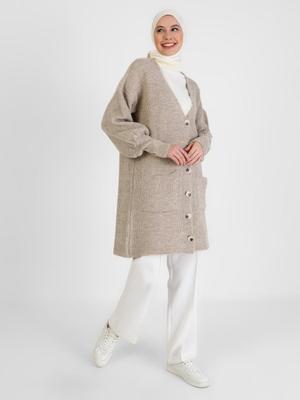 Vizon Balon Kol Yumuşak Triko Hırka