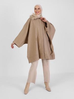 Vizon Yakası Kürk Detaylı Panço