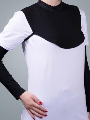 Siyah Boyunluk Viskon Kumaş Yaka Dantelli