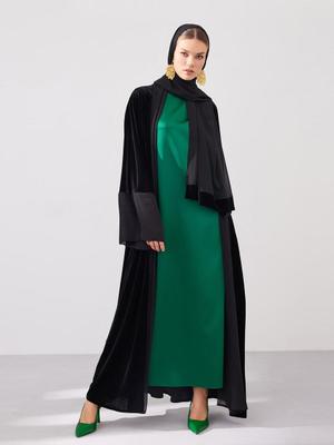 Siyah Velvet Sahra Abaya Set Siyah Velvet Sahra Abaya Set