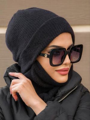 Siyah Maskeli Bere Hazır Türban Siyah Maskeli Bere Hazır Türban