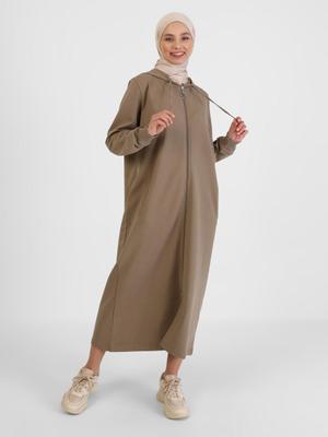 Fermuarlı Uzun Spor Kap Koyu Vizon Fermuarlı Uzun Spor Kap Koyu Vizon