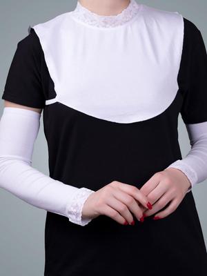 Beyaz Boyunluk Viskon Kumaş Yaka Dantelli