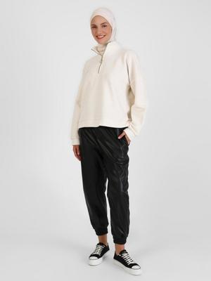 Siyah Jogger Deri Pantolon