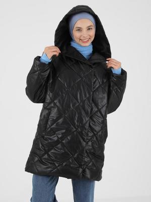 Siyah Elyaf Dolgulu Çıtçıtlı Mont Siyah Elyaf Dolgulu Çıtçıtlı Mont
