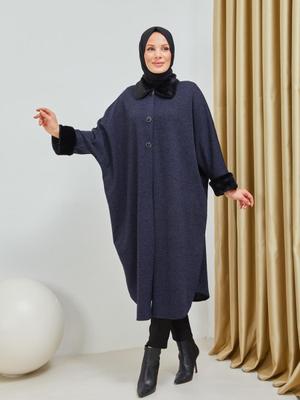 Lacivert Düğmeli Panço