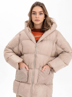 Taş Torba Cepli Kapüşonlu Şişme Mont