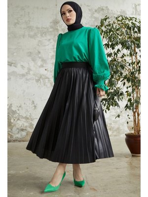 Siyah Alfea Deri Görünümlü Etek Siyah Alfea Deri Görünümlü Etek