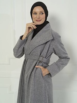 Gri Devrik Yaka Kaban