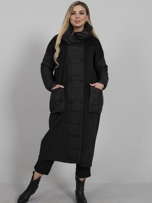 Siyah Kapitone Detaylı Kaşe Kaban