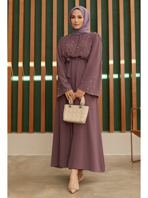 Leylak İnci Detaylı Abaya