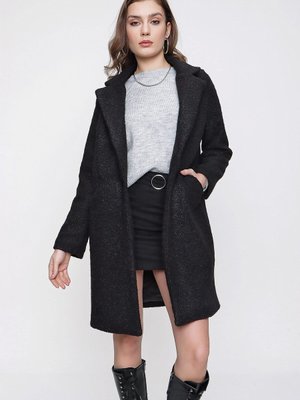 Siyah Oversize Kaşe Kaban Siyah Oversize Kaşe Kaban