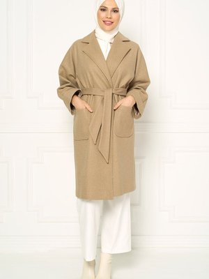 Bej Kruvaze Bağlamalı Kaban