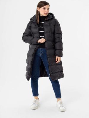 Siyah Kapüşonlu Uzun Şişme Mont Siyah Kapüşonlu Uzun Şişme Mont