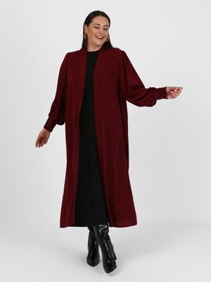 Bordo Büyük Beden Kol Düğmeli Abiye Ferace Bordo Büyük Beden Kol Düğmeli Abiye Ferace