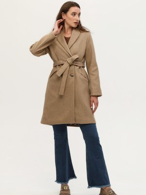 Sütlü Kahve Leopar Astarlı Kaşe Kaban