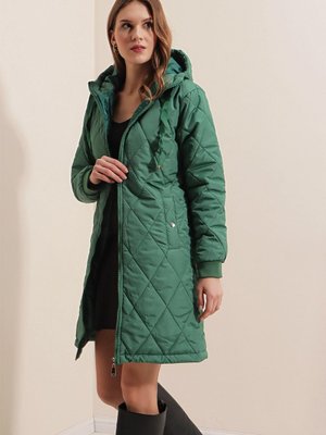 Yeşil Kapitone Uzun Şişme Mont Yeşil Kapitone Uzun Şişme Mont