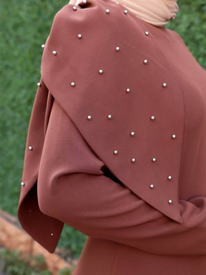 İnci Kahve Abiye Elbise