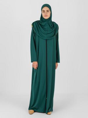 Kendinden Başörtülü Fermuarlı Namaz Elbisesi Zümrüt Kendinden Başörtülü Fermuarlı Namaz Elbisesi Zümrüt